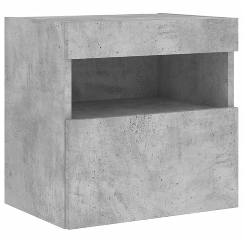 Væghængte tv-borde 2 stk. med LED-lys 40x30x40 cm betongrå