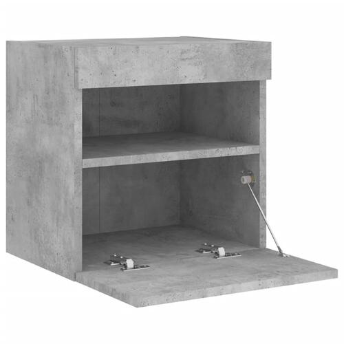Væghængte tv-borde 2 stk. med LED-lys 40x30x40 cm betongrå