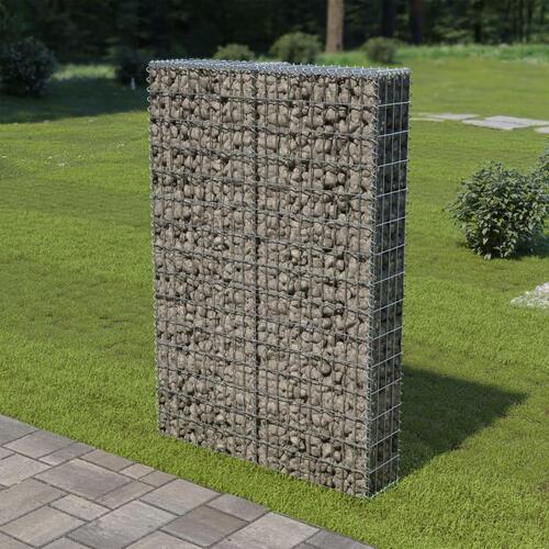 Gabionvæg med dæksler 100 x 20 x 150 cm galvaniseret stål