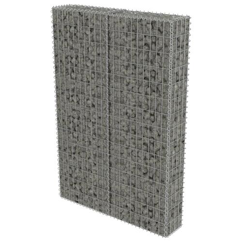 Gabionvæg med dæksler 100 x 20 x 150 cm galvaniseret stål