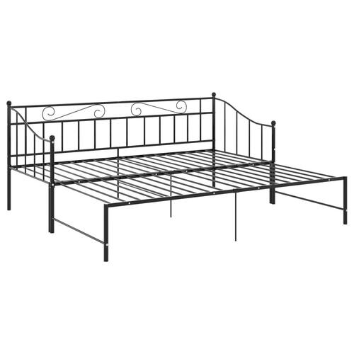 Sengestel til udtræksseng 90x200 cm metal sort