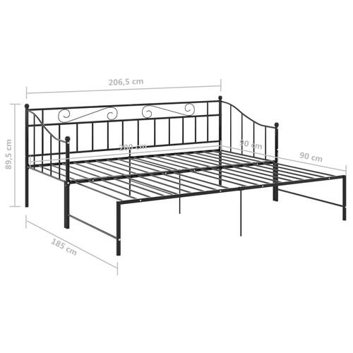 Sengestel til udtræksseng 90x200 cm metal sort