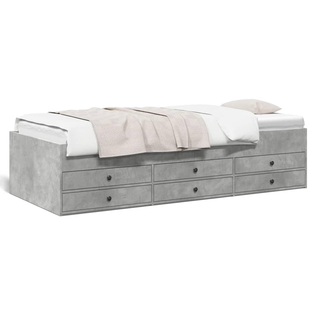 Daybed med skuffer uden madras 75x190 cm betongrå