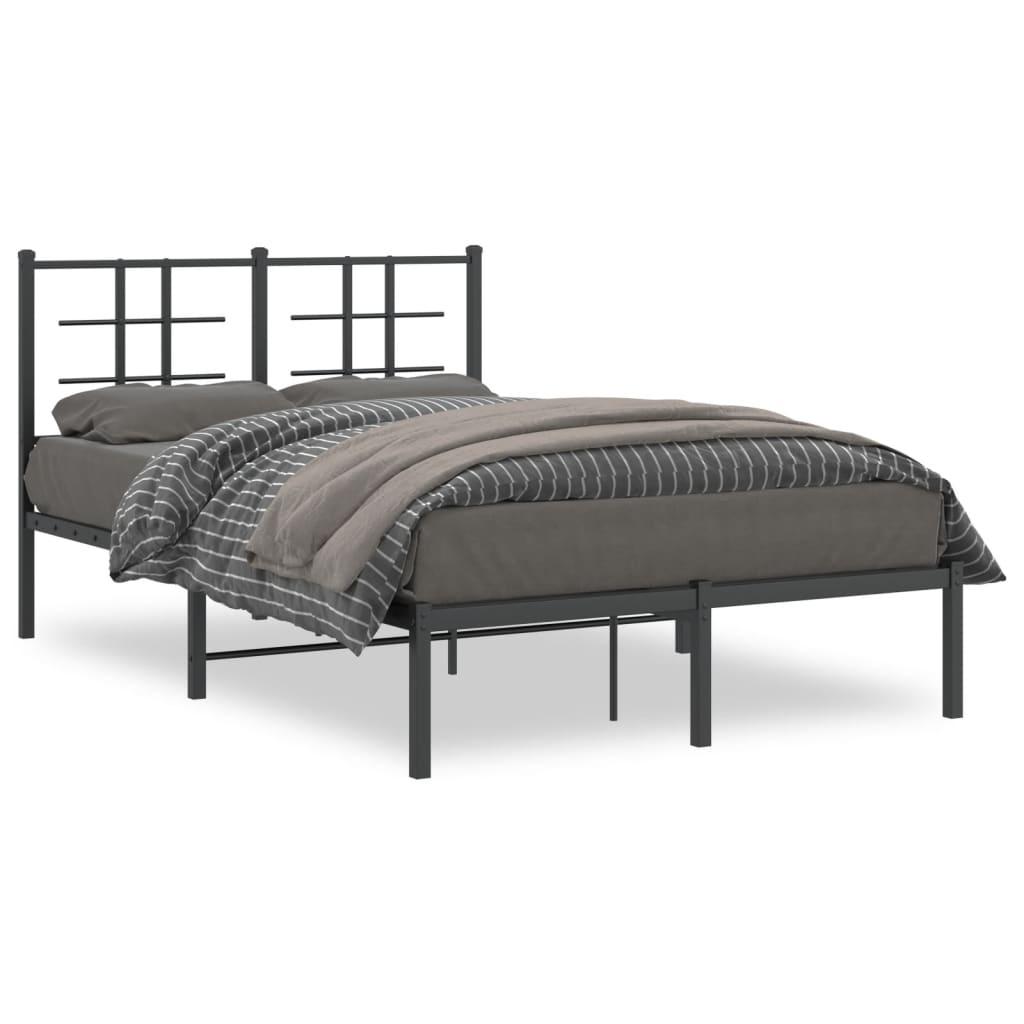 Sengeramme med sengegavl 120x200 cm metal sort billede