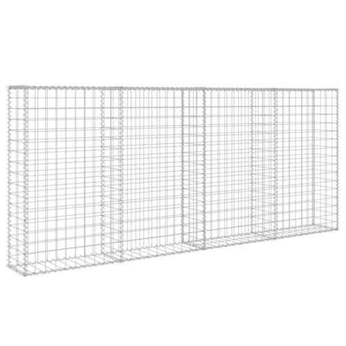 Gabionvæg med dæksler galvaniseret stål 200 x 20 x 85 cm