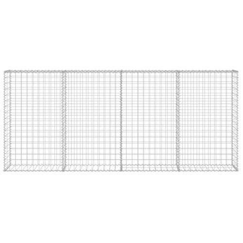 Gabionvæg med dæksler galvaniseret stål 200 x 20 x 85 cm