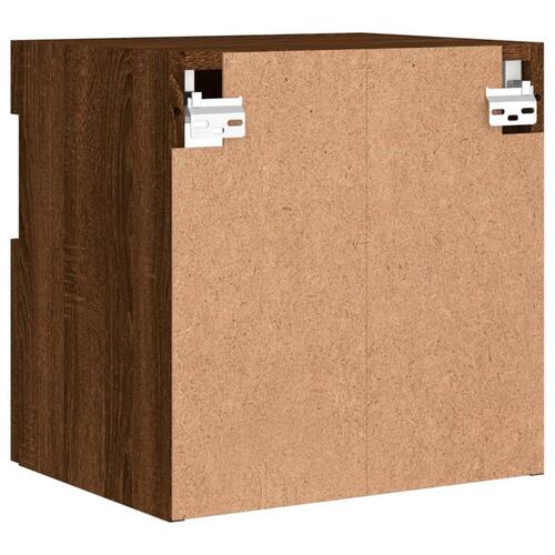 Væghængt tv-bord med LED-lys 40x30x40 cm brun egetræsfarve