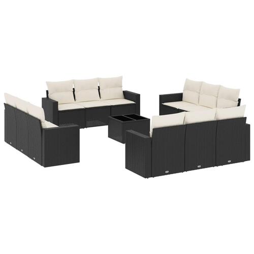 Sofasæt til haven 13 dele med hynder polyrattan sort