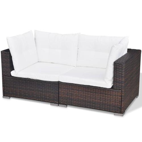 Loungesæt til haven 5 dele med hynder polyrattan brun
