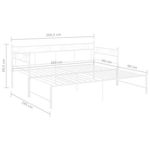 Sengestel til udtræksseng 90x200 cm metal hvid