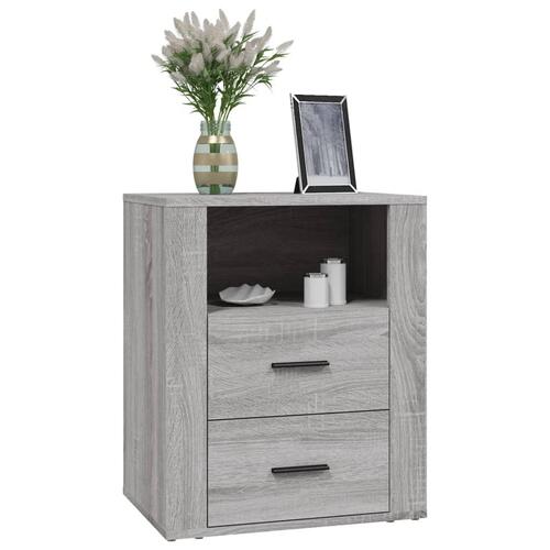 Sengebord 50x36x60 cm konstrueret træ grå sonoma-eg