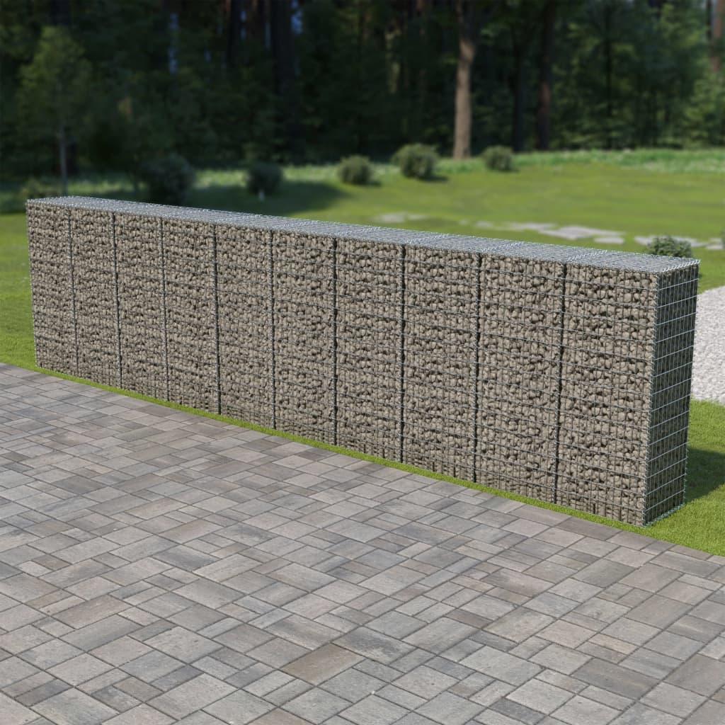 Gabionvæg med dæksler galvaniseret stål 600 x 50 x 150 cm