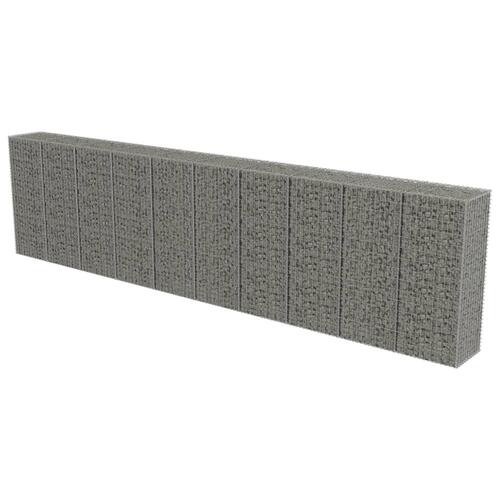 Gabionvæg med dæksler galvaniseret stål 600 x 50 x 150 cm