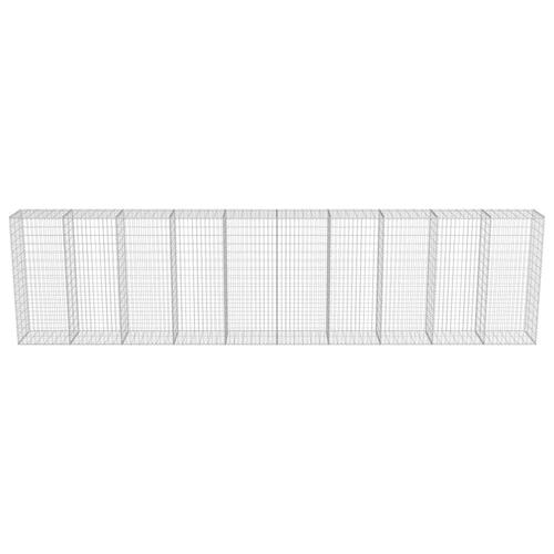 Gabionvæg med dæksler galvaniseret stål 600 x 50 x 150 cm