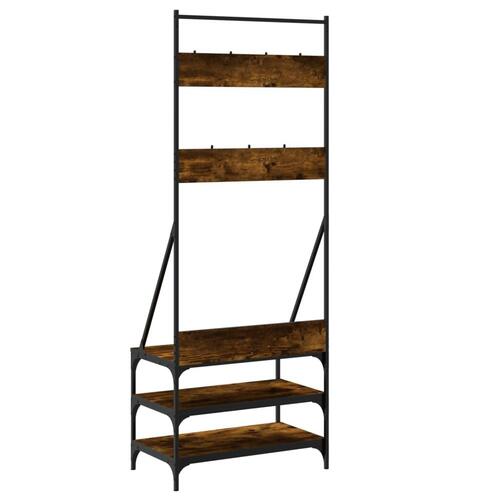 Tøjstativ med skoopbevaring 70x40x184 cm røget egetræsfarve