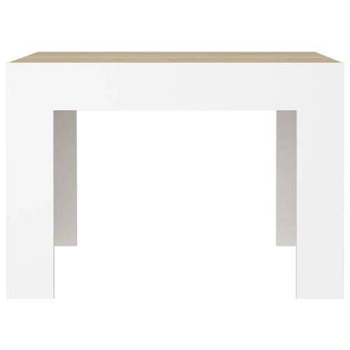 Sofabord 50x50x35 cm spånplade hvid og sonoma-eg