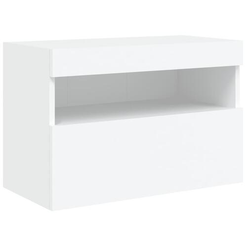 Væghængt tv-bord med LED-lys 60x30x40 cm hvid