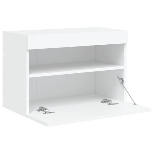 Væghængt tv-bord med LED-lys 60x30x40 cm hvid
