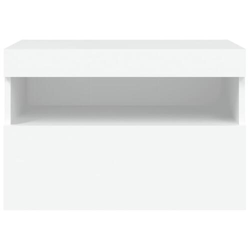 Væghængt tv-bord med LED-lys 60x30x40 cm hvid