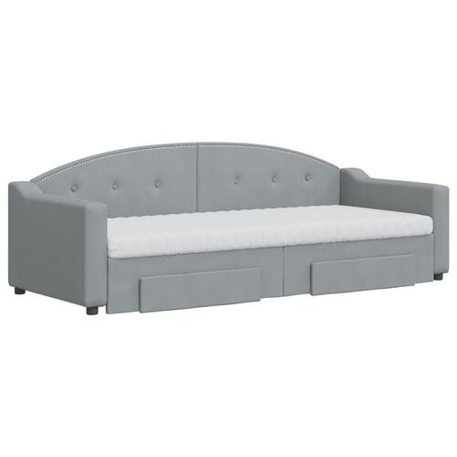 Daybed med udtræk og skuffer 80x200 cm stof lysegrå