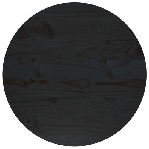 Bordplade sort Ø50x2,5 cm massivt fyrretræ