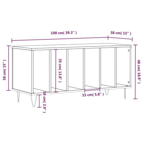 Vinylskab 100x38x48 cm konstrueret træ røget egetræsfarve