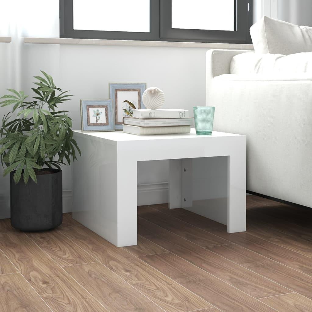 Sofabord 50x50x35 cm konstrueret træ hvid højglans