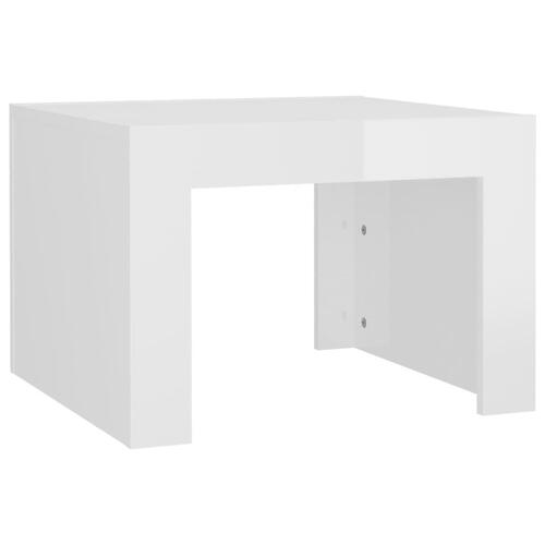 Sofabord 50x50x35 cm konstrueret træ hvid højglans