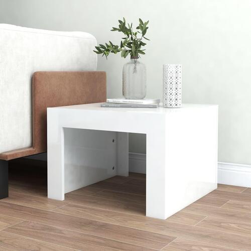 Sofabord 50x50x35 cm konstrueret træ hvid højglans