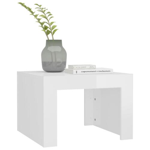 Sofabord 50x50x35 cm konstrueret træ hvid højglans