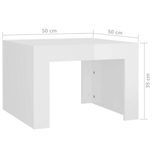 Sofabord 50x50x35 cm konstrueret træ hvid højglans