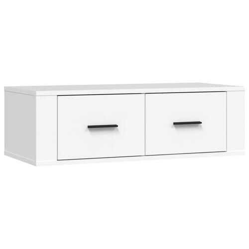Væghængt tv-bord 80x36x25 cm konstrueret træ hvid