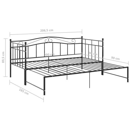 Sengestel til udtræksseng 90x200 cm metal sort
