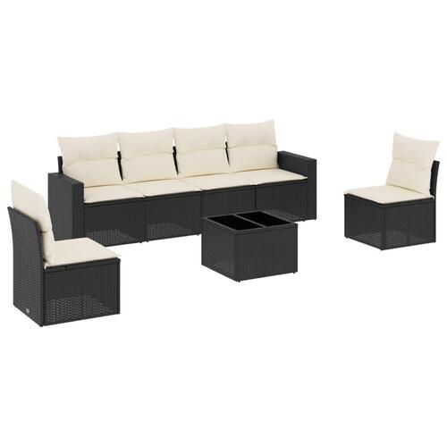 Sofasæt til haven 7 dele med hynder polyrattan sort