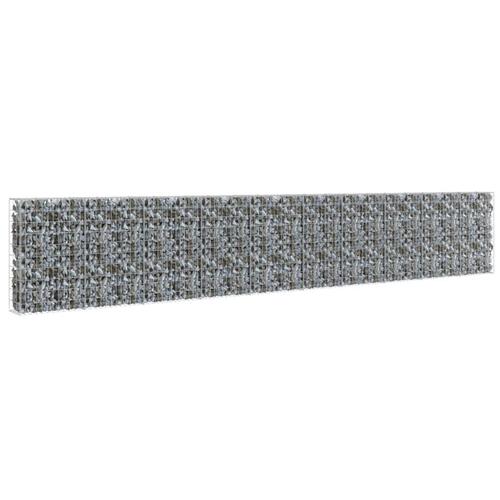 Gabionvæg med dæksler galvaniseret stål 600 x 30 x 100 cm