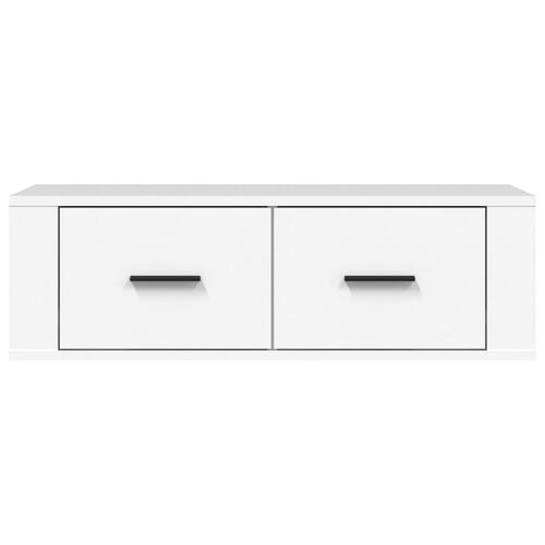 Væghængt tv-bord 80x36x25 cm konstrueret træ hvid