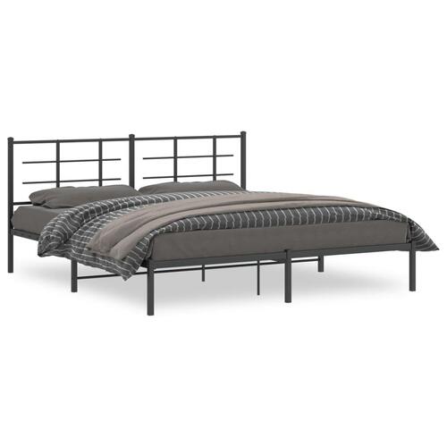 Sengeramme med sengegavl 180x200 cm metal sort