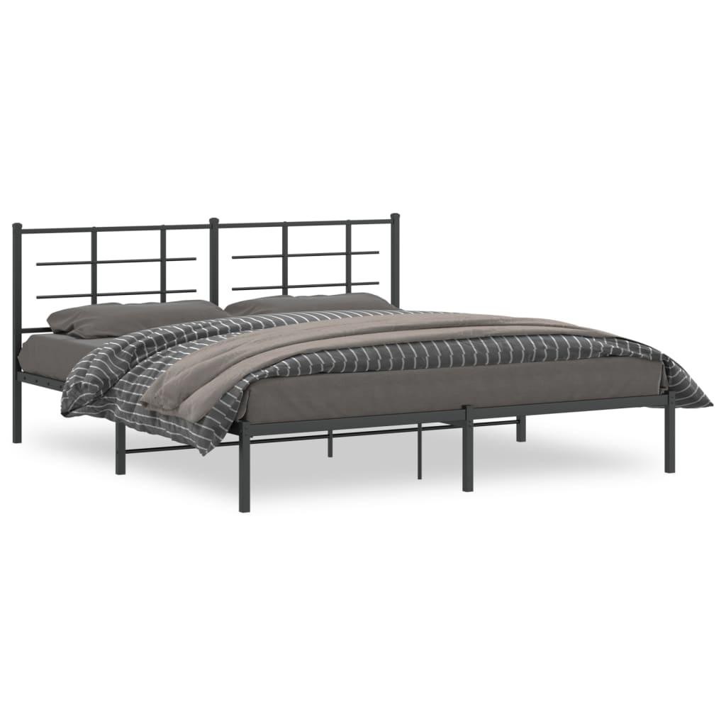 Sengeramme med sengegavl 180x200 cm metal sort
