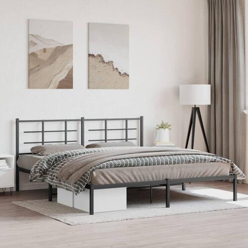 Sengeramme med sengegavl 180x200 cm metal sort