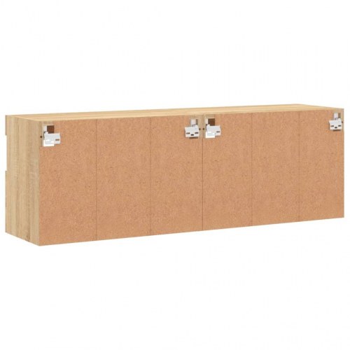 Væghængte tv-borde med LED-lys, 2 stk. - 60x30x40 cm, sonoma-eg