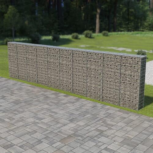 Gabionvæg med dæksler galvaniseret stål 600 x 30 x 150 cm