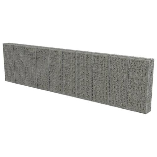 Gabionvæg med dæksler galvaniseret stål 600 x 30 x 150 cm