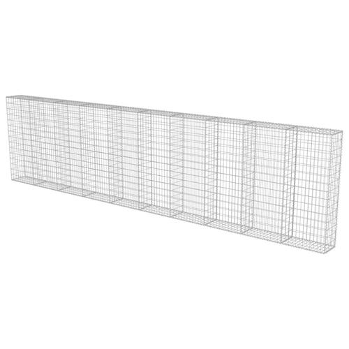 Gabionvæg med dæksler galvaniseret stål 600 x 30 x 150 cm
