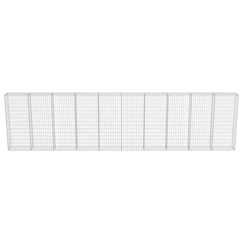 Gabionvæg med dæksler galvaniseret stål 600 x 30 x 150 cm