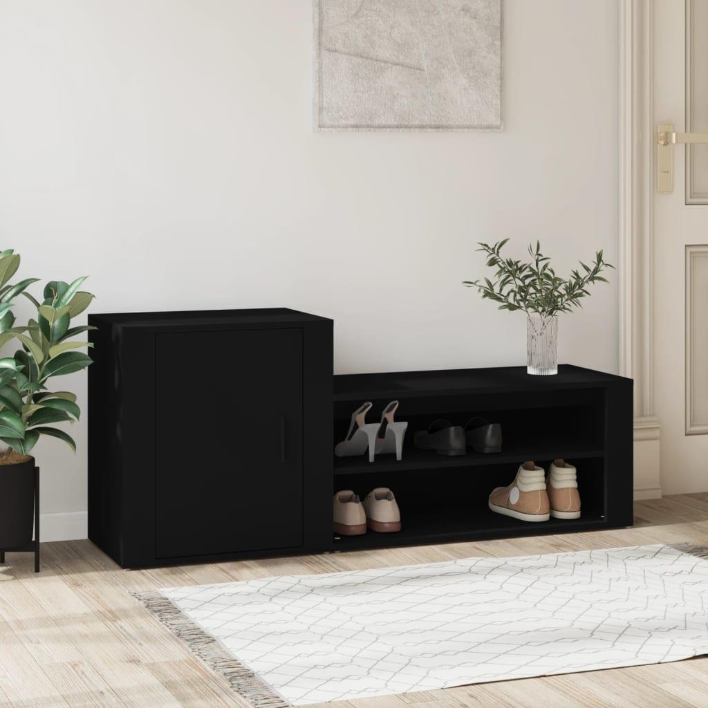 Skoreol 130x35x54 cm konstrueret træ sort
