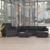 Loungesæt til haven 6 dele med hynder polyrattan sort
