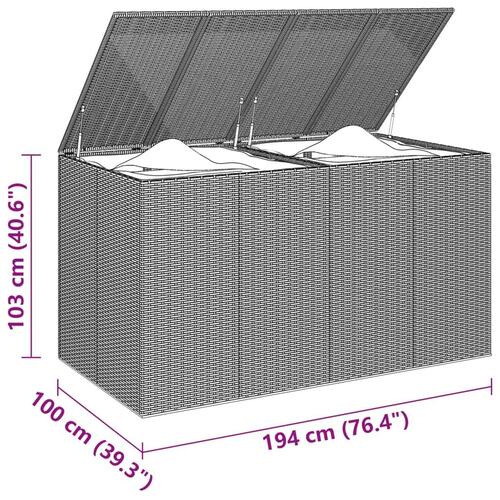 Hyndeboks 194x100x103 cm polyrattan sort