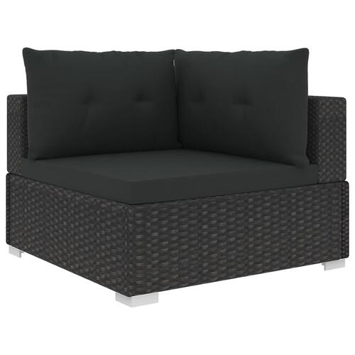Loungesæt til haven 6 dele med hynder polyrattan sort