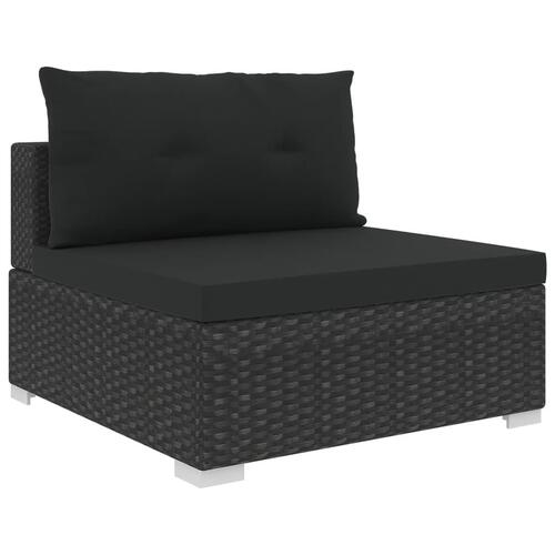 Loungesæt til haven 6 dele med hynder polyrattan sort