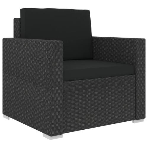 Loungesæt til haven 6 dele med hynder polyrattan sort